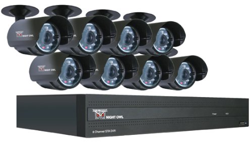 Night Owl Security STA-88  Night Owl Security 8 Channel STA DVR with 8 Night Vision Cameras 500 GB HD and Smartphone Viewing, 30-Feet