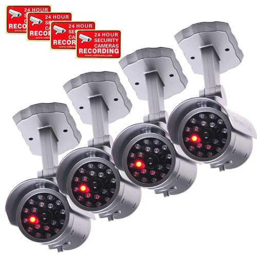 VideoSecu 4 x Dummy Security Camera Fake Infrared LEDs Flashing Light Home Surveillance 1QU