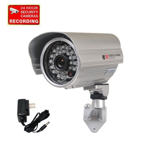 VideoSecu Outdoor Day Night Security Camera Infrared Weatherproof CCTV Home 1/3″ CCD 420 TV Lines 28 IR LEDs Wide View Angle Lens with Free Power Supply A71