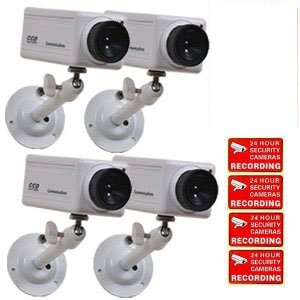 VideoSecu 4 Fake Dummy Simulated Security CCTV Box Cameras with Flashing Red LED Light 1QW