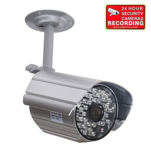 VideoSecu Day Night Infrared Audio Security Camera Built-in Microphone for CCTV Home Surveillance DVR System with Free Warning Sticker 1SX