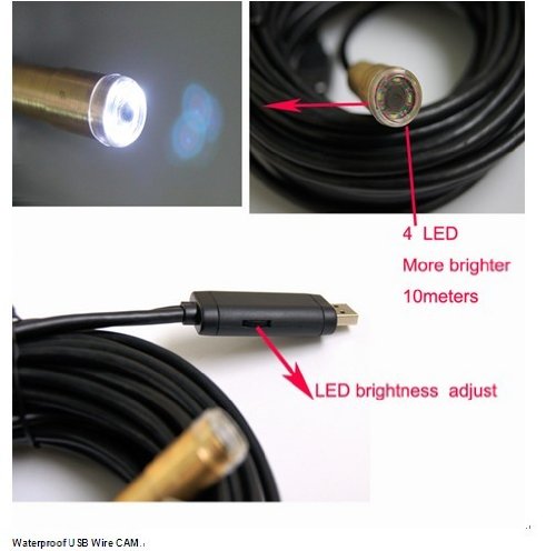 5m USB Waterproof Endoscope Borescope Inspection Camera