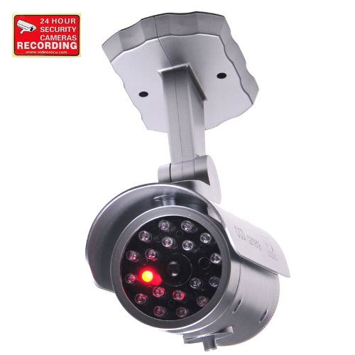 VideoSecu Fake Security Camera CCTV Home Surveillance Dummy IR Infrared Bullet Camera with Flashing Light 1RE