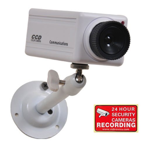 VideoSecu Fake Dummy Simulated Security Camera with Flashing Red LED Light Free Warning DeCal 1PY