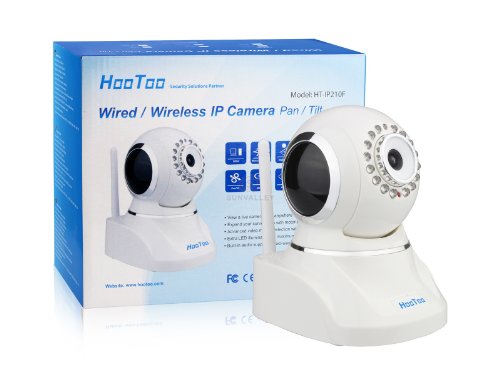 (Hot Sale) HooToo® HT-IP210F IP Wired/Wireless Network IP Camera, Motorized Pan/Tilt Viewing Angle (Horizontal: 320° & Vertical: 120°) Wi-Fi Connection, Two-way Audio Communication, Upgraded Night Vision with 16 Built-in IR Illuminators, IR Cut Filter Eliminates Washed-Out or Unreal Colors, Software Supports Up To 64 Expandable Cameras, Remote Control From Smart Phone, Tablet or Computer, White