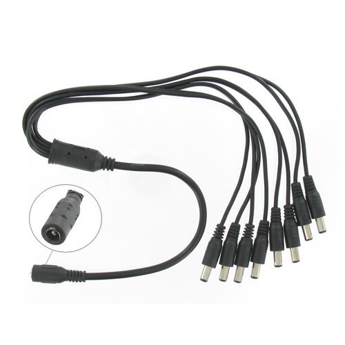 Female 2.1mm Jack to 8 Male 2.1mm Plugs CCTV Power Y Adapter