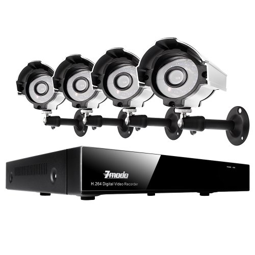 Zmodo 8CH H.264 DVR Security CCTV Surveillance Camera System & 4 Indoor Outdoor Surveillance CCTV Cameras No Hard drive