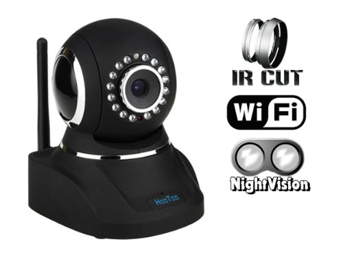 (Hot Sale) HooToo® HT-IP210F(Black) Indoor 0.3 Mega Pixel RJ45 Wireless IP Network Surveillance Camera (802.11 b/g, 1/4″ Color CMOS Sensor, f: 3.6mm, F: 2.0, Infrared Filter, Pan/Tilt: 320°/120°, 16-LED Night Vision, Two-way Audio, Email Alerts)